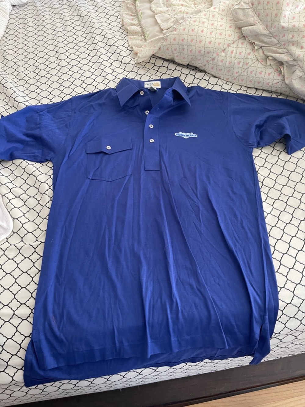 Vintage Royal Blue Polo Shirt cotton lisle mercerized